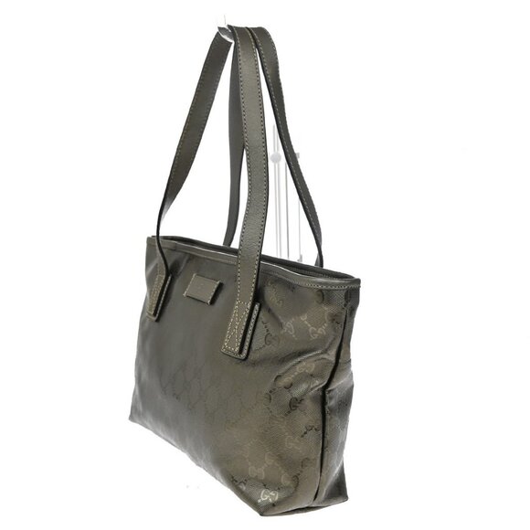 GUCCI Logo Imprime GG Pattern Shoulder Tote Bag PVC Leather Khaki Italy - Picture 2 of 16